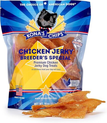 KONA'S CHIPS Chicken Jerky (16 Oz) Dog Treats Made in The USA in Saudi Arabia