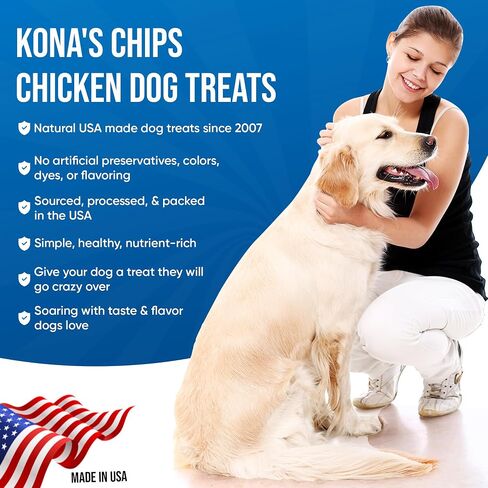 KONA'S CHIPS Chicken Jerky (16 Oz) Dog Treats Made in The USA in Saudi Arabia