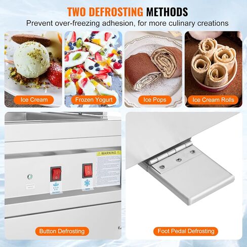VEVOR Fried Ice Cream Roll Machine, 13.8" x 13.8" Square Stir-Fried Ice Cream Pan, Stainless Steel Commercial Rolled Ice Cream Maker with Compressor and 2 Scrapers, for Making Ice Cream, Frozen Yogurt in Saudi Arabia