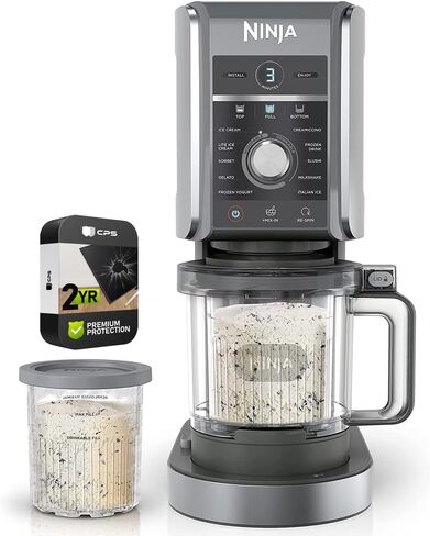 Ninja NC501 CREAMi Deluxe 11-in-1 XL Ice Cream Maker Silver (Renewed) Bundle with 2 YR CPS Enhanced Protection Pack in Saudi Arabia