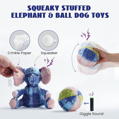 ألعاب الكلاب Nocciola للمضغ العدواني، ألعاب الكلاب التي تصدر صوتًا للسلالات المتوسطة والكبيرة، ألعاب الكلاب القوية لإبقاء الكلاب مشغولة، لعبة الكلب على شكل فيل وكرة in Kuwait