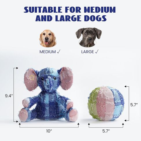 ألعاب الكلاب Nocciola للمضغ العدواني، ألعاب الكلاب التي تصدر صوتًا للسلالات المتوسطة والكبيرة، ألعاب الكلاب القوية لإبقاء الكلاب مشغولة، لعبة الكلب على شكل فيل وكرة in Kuwait