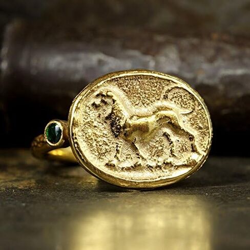 خاتم Caprixus Signet 925 من الفضة الإسترليني على شكل أسد خاتم عملة قديمة 24 قيراط من الذهب فيرميل مصمم خواتم مصنوعة يدويًا للنساء خاتم زركونيا مكعب مجوهرات تركية راقية in Saudi Arabia