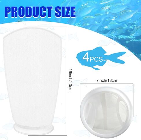 4 عبوات من جوارب مرشح حلقي مقاس 7 بوصات، أكياس فلتر حوض السمك للمياه المالحة، ملحقات مرشح حوض السمك الصغير لخزان الأسماك للمياه المالحة 200 ميكرومتر لمرشح خزان أسماك المياه العذبة في المياه المالحة in Kuwait