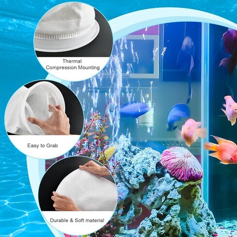 4 عبوات من جوارب مرشح حلقي مقاس 7 بوصات، أكياس فلتر حوض السمك للمياه المالحة، ملحقات مرشح حوض السمك الصغير لخزان الأسماك للمياه المالحة 200 ميكرومتر لمرشح خزان أسماك المياه العذبة في المياه المالحة in Kuwait
