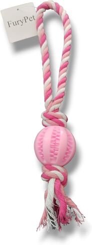 Dog Toys, Treat Dispensers, Rope Ball Dog Toy, Dog Yard Toys, Ball on Rope Dog Toy, Best Outdoor Toys for Dogs, Puppy Teething Chew Toy, Puppy Teething Toy Small and Medium Breeds(Pink) in Saudi Arabia