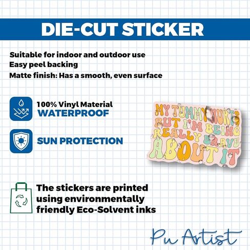 (2 Inches - Set 3Pcs) My Tummy Hurts But I M Being Really Brave About It Sticker Full Color Stickers for Car Rear View Mirror Laptop Phone Water Bottle Guitar Helmet in Saudi Arabia