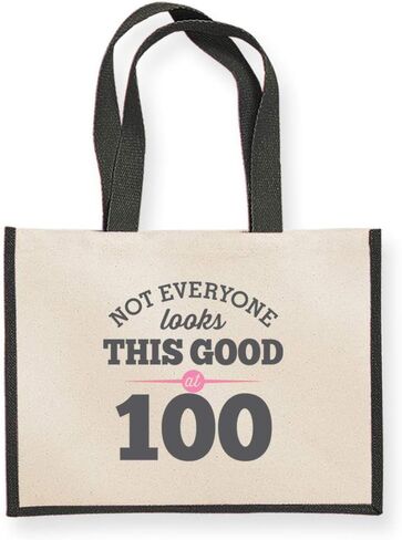 100th Birthday Gift Bag Keepsake Vintage 100 Gift for Women Novelty Shopping Tote (Fuchsia) in Saudi Arabia
