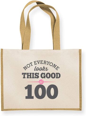 100th Birthday Gift Bag Keepsake Vintage 100 Gift for Women Novelty Shopping Tote (Fuchsia) in Saudi Arabia