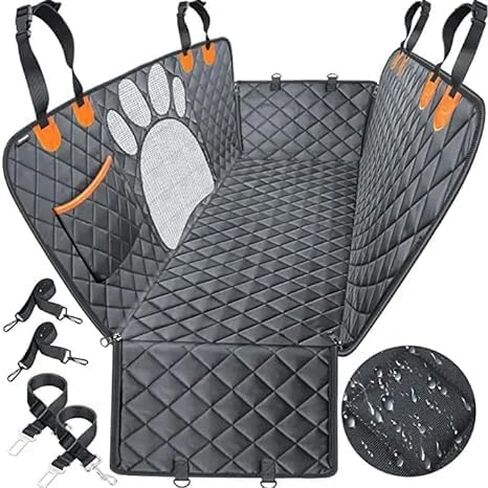 Dog Car Seat Cover for Back Seat for XL Cars, SUVs & Trucks - Durable Car Cover Protector for Dogs, Waterproof Scratchproof, Nonslip Backseat Dog Hammock (Bone) in Saudi Arabia
