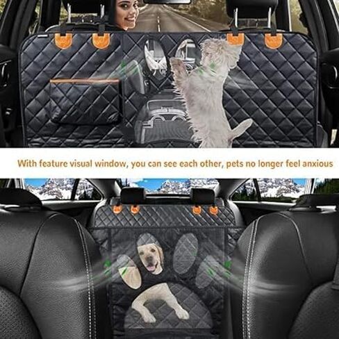 Dog Car Seat Cover for Back Seat for XL Cars, SUVs & Trucks - Durable Car Cover Protector for Dogs, Waterproof Scratchproof, Nonslip Backseat Dog Hammock (Bone) in Saudi Arabia