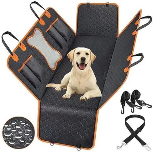 Dog Car Seat Cover for Back Seat for XL Cars, SUVs & Trucks - Durable Car Cover Protector for Dogs, Waterproof Scratchproof, Nonslip Backseat Dog Hammock (Bone) in Saudi Arabia