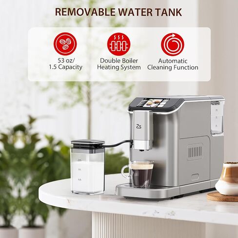 Fully Automatic Espresso Machine, 20-Bar Espresso Machine with Grinder & Automatic Milk Frother, 7 Coffee Varieties Programmable Coffee Maker, Touch Display, 1.5-L Water Tank in Saudi Arabia