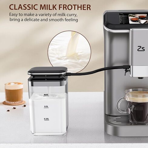 Fully Automatic Espresso Machine, 20-Bar Espresso Machine with Grinder & Automatic Milk Frother, 7 Coffee Varieties Programmable Coffee Maker, Touch Display, 1.5-L Water Tank in Saudi Arabia