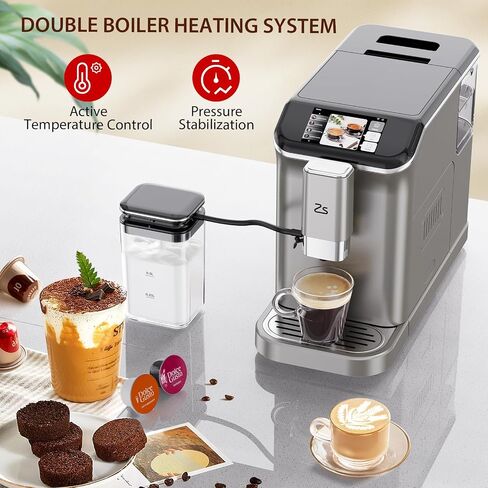 Fully Automatic Espresso Machine, 20-Bar Espresso Machine with Grinder & Automatic Milk Frother, 7 Coffee Varieties Programmable Coffee Maker, Touch Display, 1.5-L Water Tank in Saudi Arabia