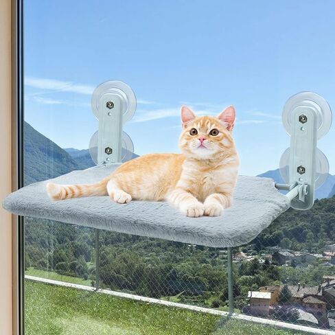 مجثم نافذة للقطط قابل للطي، أرجوحة نافذة للقطط مع 4 أكواب شفط قوية، سرير نافذة للقطط بإطار فولاذي سهل التجميع، أرجوحة للقطط لعتبة النافذة، الخزانة، بجانب السرير، الدرج in Kuwait
