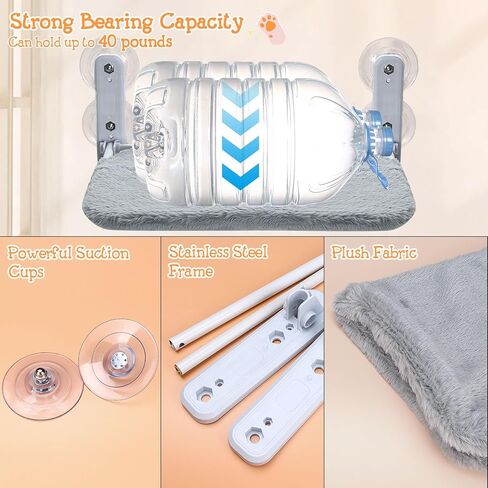 مجثم نافذة للقطط قابل للطي، أرجوحة نافذة للقطط مع 4 أكواب شفط قوية، سرير نافذة للقطط بإطار فولاذي سهل التجميع، أرجوحة للقطط لعتبة النافذة، الخزانة، بجانب السرير، الدرج in Kuwait