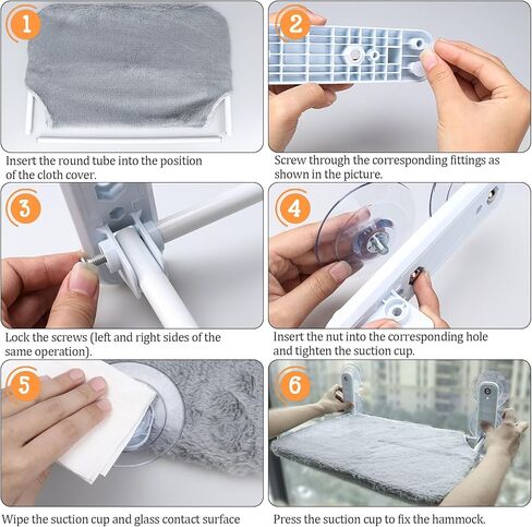 مجثم نافذة للقطط قابل للطي، أرجوحة نافذة للقطط مع 4 أكواب شفط قوية، سرير نافذة للقطط بإطار فولاذي سهل التجميع، أرجوحة للقطط لعتبة النافذة، الخزانة، بجانب السرير، الدرج in Kuwait