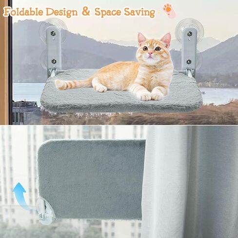 مجثم نافذة للقطط قابل للطي، أرجوحة نافذة للقطط مع 4 أكواب شفط قوية، سرير نافذة للقطط بإطار فولاذي سهل التجميع، أرجوحة للقطط لعتبة النافذة، الخزانة، بجانب السرير، الدرج in Kuwait