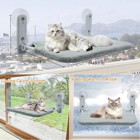 مجثم نافذة للقطط قابل للطي، أرجوحة نافذة للقطط مع 4 أكواب شفط قوية، سرير نافذة للقطط بإطار فولاذي سهل التجميع، أرجوحة للقطط لعتبة النافذة، الخزانة، بجانب السرير، الدرج in Kuwait