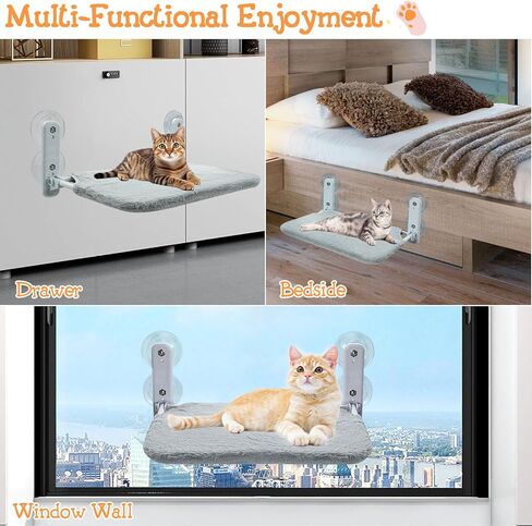 مجثم نافذة للقطط قابل للطي، أرجوحة نافذة للقطط مع 4 أكواب شفط قوية، سرير نافذة للقطط بإطار فولاذي سهل التجميع، أرجوحة للقطط لعتبة النافذة، الخزانة، بجانب السرير، الدرج in Kuwait