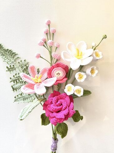 Crochet Flower Bouquet, 16 Inches Tall, Easy to Make Flowers for Gifts and Decorations (j) in Saudi Arabia