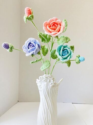 Crochet Flower Bouquet, 16 Inches Tall, Easy to Make Flowers for Gifts and Decorations (j) in Saudi Arabia