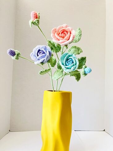 Crochet Flower Bouquet, 16 Inches Tall, Easy to Make Flowers for Gifts and Decorations (j) in Saudi Arabia