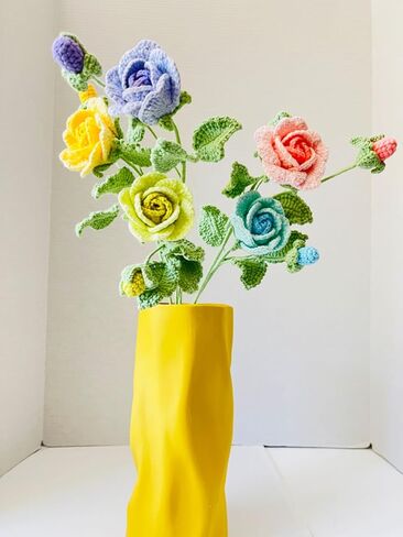 Crochet Flower Bouquet, 16 Inches Tall, Easy to Make Flowers for Gifts and Decorations (j) in Saudi Arabia