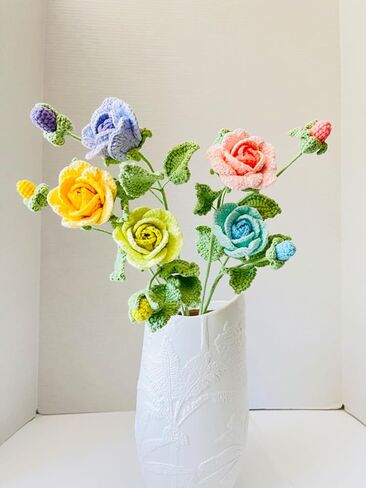 Crochet Flower Bouquet, 16 Inches Tall, Easy to Make Flowers for Gifts and Decorations (j) in Saudi Arabia