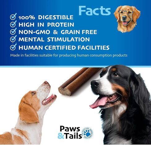 PAWS&TAILS All Natural Premium Bully Sticks for Dogs – Premium Odor-Free Beef Chews, High-Protein, Fully Digestible Dental Treats, Packaged in USA, Suitable for All Breeds. (6 Inch, 10 Sticks) in Saudi Arabia