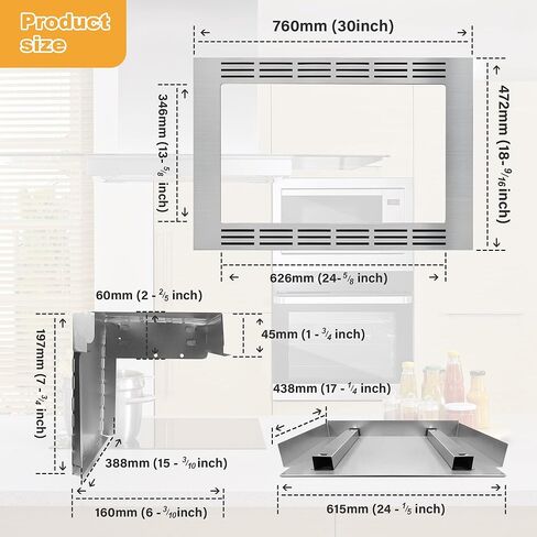 30-inch Trim Kit for Panasonic NN-TK932SS 2.2 cu ft Microwave Oven，30" Durable Microwave Trim Kit Compatible with Panasonic NN-SE9**S, NN-SD9**S, NN-SN9**S,1 Year Limited USA Warranty,Stainless Steel in Saudi Arabia