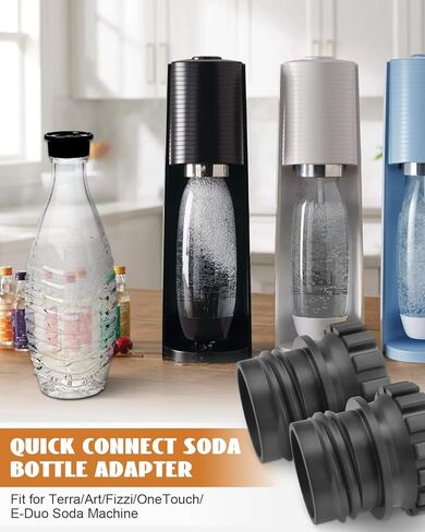 قطعتان من محول ثاني أكسيد الكربون السريع لزجاجة كريستال 0.7 لتر، غطاء توصيل إعادة تعبئة أسطوانة بخار الصودا، مناسب لملحقات صمامات Terra/Art/Fizzi/OneTouch/E-Duo، in Kuwait