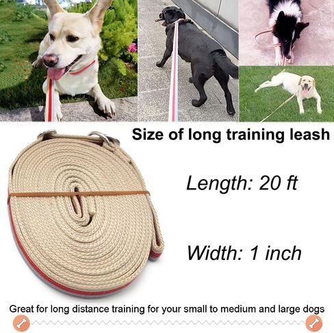 10FT / 15FT / 20FT Anti-Choke Slip Lead Dog Leash, 1" Wide Soft Thick Long Training Leash for Strong Small Medium Large Dogs (red-20ft) in Kuwait