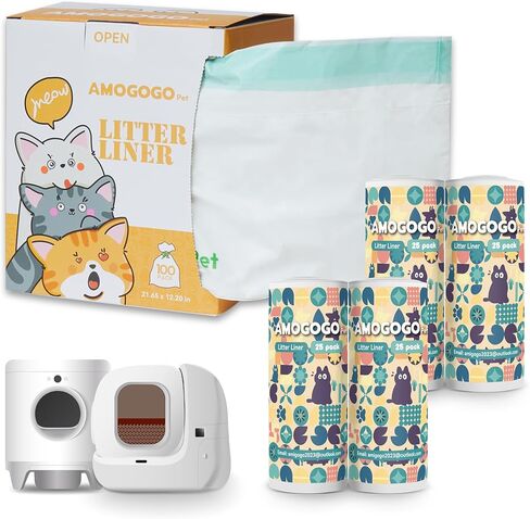 50 Pack Litter Box Liner Bags, Compatible with Petkit Pura Max & X, Self-Cleaning Cat Litter Box Replacement Waste Bags, Drawstring Leak-proof Cat Litter Box Trash Bags in Kuwait