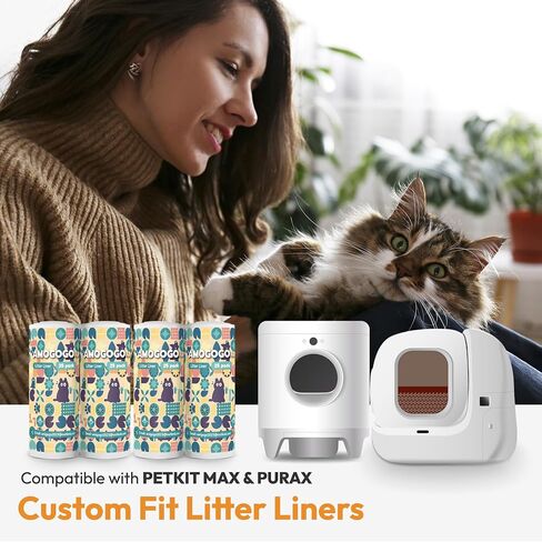 50 Pack Litter Box Liner Bags, Compatible with Petkit Pura Max & X, Self-Cleaning Cat Litter Box Replacement Waste Bags, Drawstring Leak-proof Cat Litter Box Trash Bags in Kuwait