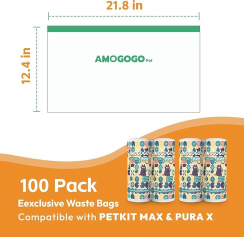 50 Pack Litter Box Liner Bags, Compatible with Petkit Pura Max & X, Self-Cleaning Cat Litter Box Replacement Waste Bags, Drawstring Leak-proof Cat Litter Box Trash Bags in Kuwait