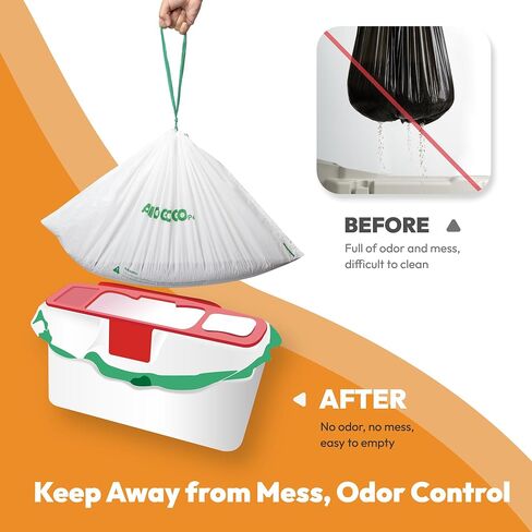 50 Pack Litter Box Liner Bags, Compatible with Petkit Pura Max & X, Self-Cleaning Cat Litter Box Replacement Waste Bags, Drawstring Leak-proof Cat Litter Box Trash Bags in Kuwait