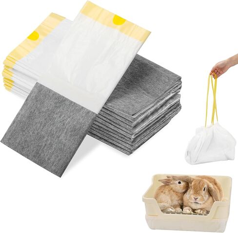 25 قطعة من أكياس فضلات الأرانب للاستعمال مرة واحدة لصندوق فضلات بوم بوكس ​​(كبير) - بطانات كربونية فائقة الامتصاص - ملحقات قفص الأرنب لإزالة الروائح بشكل فعال in Kuwait