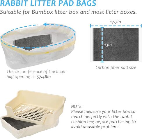 25 قطعة من أكياس فضلات الأرانب للاستعمال مرة واحدة لصندوق فضلات بوم بوكس ​​(كبير) - بطانات كربونية فائقة الامتصاص - ملحقات قفص الأرنب لإزالة الروائح بشكل فعال in Kuwait