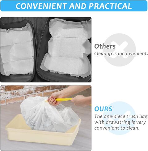 25 قطعة من أكياس فضلات الأرانب للاستعمال مرة واحدة لصندوق فضلات بوم بوكس ​​(كبير) - بطانات كربونية فائقة الامتصاص - ملحقات قفص الأرنب لإزالة الروائح بشكل فعال in Kuwait