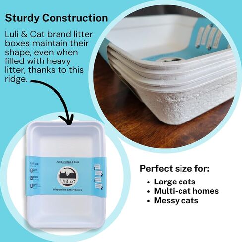 8-Pack Disposable Litter Boxes for Cats | Size Large | Durable and Water Resistant in Saudi Arabia