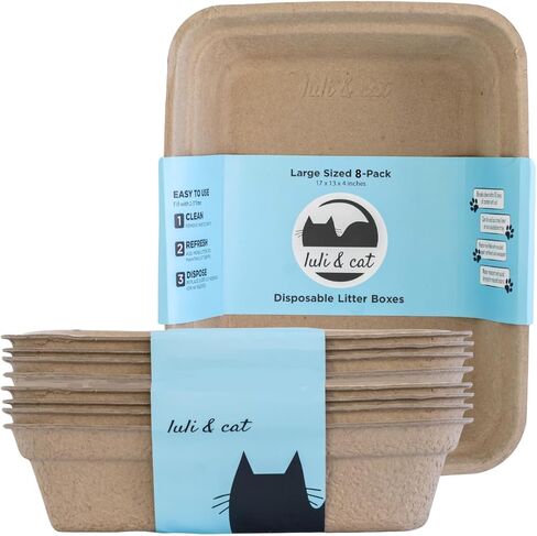 8-Pack Disposable Litter Boxes for Cats | Size Large | Durable and Water Resistant in Saudi Arabia
