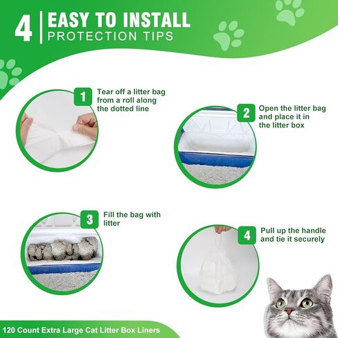 120 قطعة من بطانات صندوق فضلات القطط المتوافقة مع أوعية نفايات LitterMaid الأولى والثانية، وأكياس فضلات القطط المتوافقة مع أوعية نفايات الطبيعة المعجزة، وأكياس صندوق فضلات القطط ذاتية التنظيف بمقابض in Kuwait