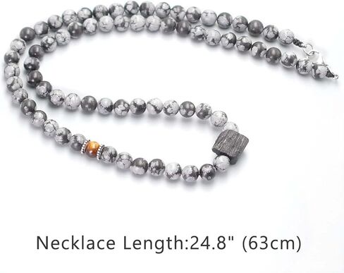 Natural Gemstone Crystal Tourmaline Necklace, Black Tourmaline Snowflake Obsidian Tiger Eye Bead Necklace, Chakra Healing Protection Pendant Birthday Fathers Day Gift for Men in Kuwait