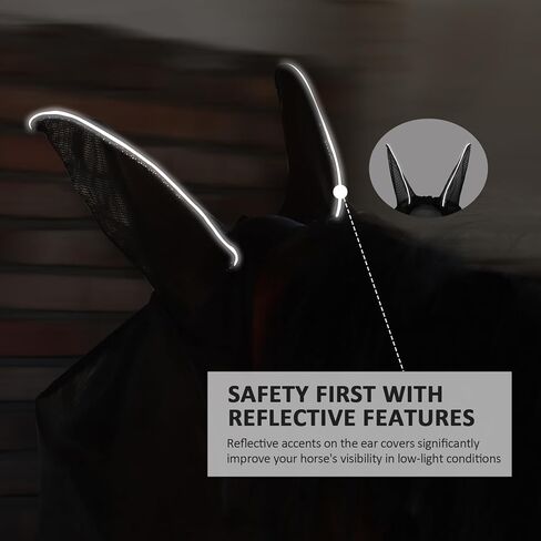 قناع ذبابة الحصان، قناع ذبابة الفضاء الكبير، قناع الخيول للحماية من الأشعة فوق البنفسجية مع ميزات عاكسة على الأذنين، أزرق ملكي L in Kuwait