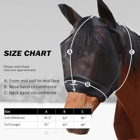قناع ذبابة الحصان، قناع ذبابة الفضاء الكبير، قناع الخيول للحماية من الأشعة فوق البنفسجية مع ميزات عاكسة على الأذنين، أزرق ملكي L in Kuwait