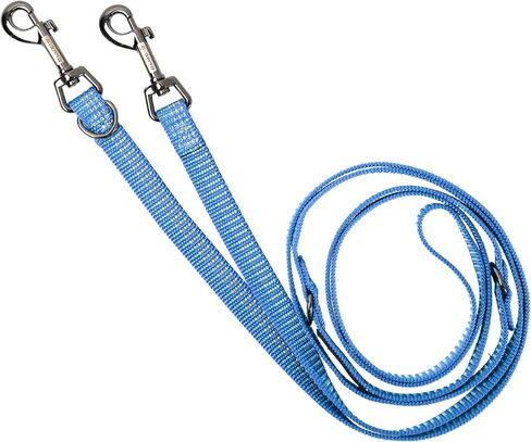 Blue-9 Reflective Multi-Function Dog Leash, Double Attachment Adjustable Lead for Obedience Training and Running, 6 Feet, Medium/Large, Blue in Saudi Arabia