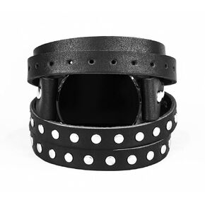 Leather multi wrap band 20mm 22mm Compatible with Samsung Galaxy Watch Classic Active and other Smart watches with a classic lug, Handmade UA 2857 (black leather + steel + 20 mm)