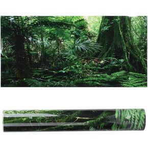 GLOGLOW Aquarium Poster, Rainforest Background Poster Decorative Fish Terrarium Background Poster Thicken PVC Adhesive Static Cling Wallpaper Sticker(122x46cm)